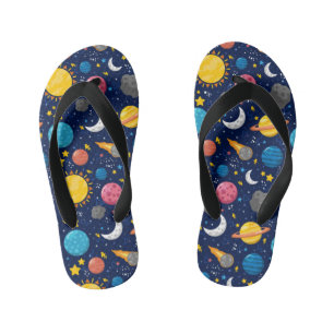 Cool boys space lovers tile pattern Kid's  Thongs