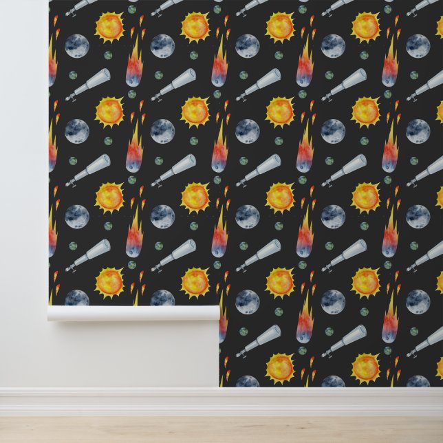Cool boys space lovers tiled pattern wallpaper (Application)