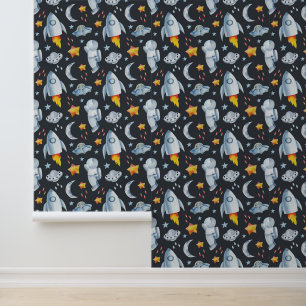 Cool boys space lovers tiled pattern wallpaper