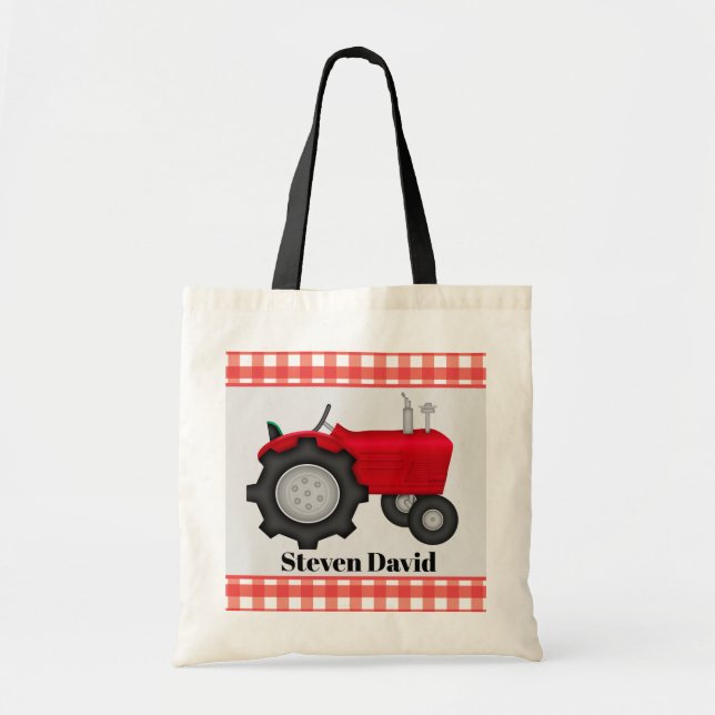Cool Boys tractor add name tote bag (Front)