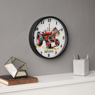 Cool boys tractor lovers add name clock