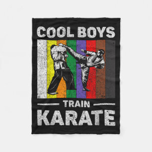 Cool Boys Train Karate Vintage Taekwondo Karate Fleece Blanket
