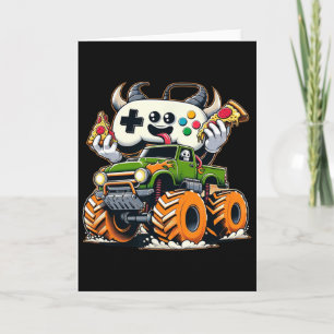 Cool Boys Video Game Pizza Lifted 4x4 Truck Card