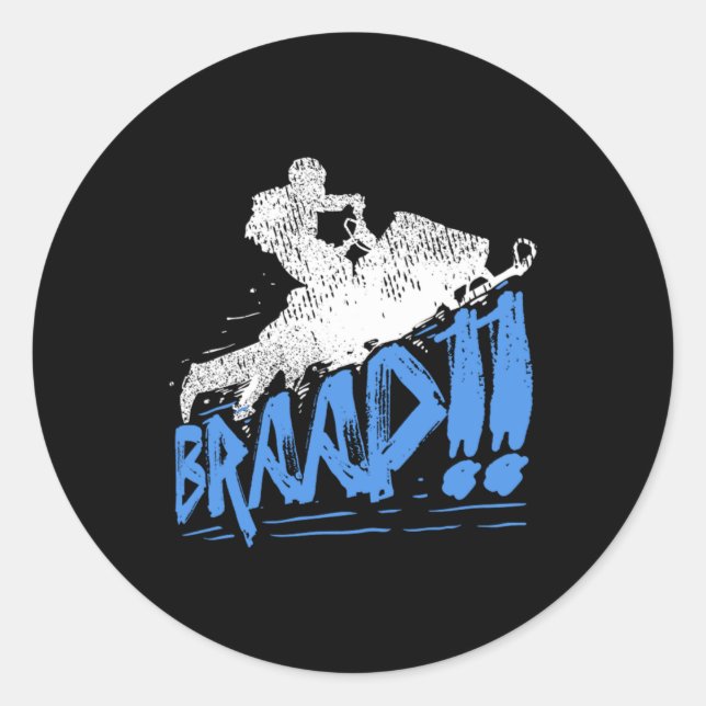 Cool Braap Snowmobile Snowrider Classic Round Sticker (Front)