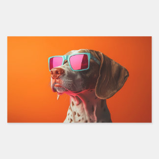Cool Bracco italiano dog with sunglasses Rectangular Sticker