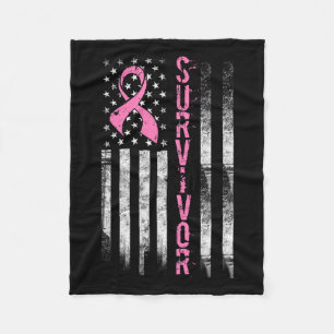 Cool Breast Cancer Survivor - Women Pink Flag Fleece Blanket