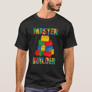 Cool Brick Master Builder  Building Blocks Men Boy T-Shirt