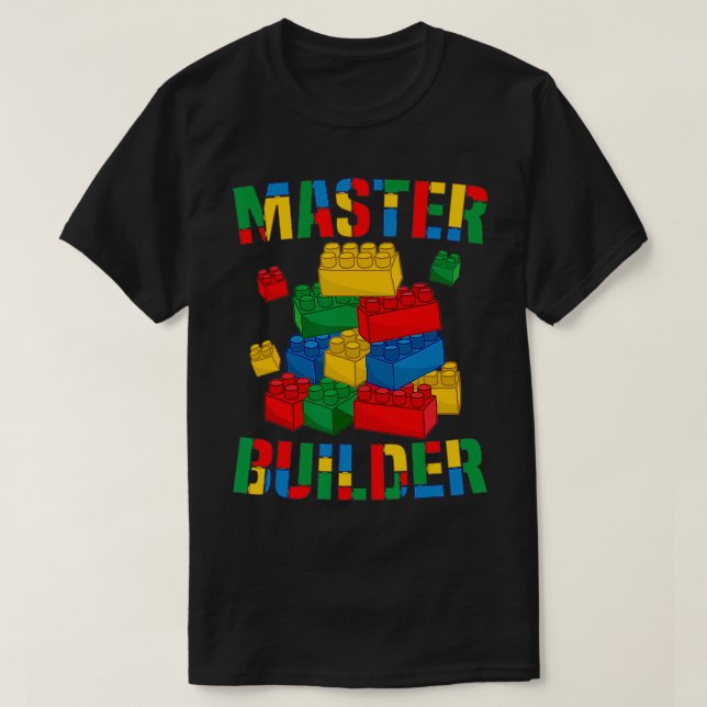 Cool Brick Master Builder Funny Building Blocks Ki T-Shirt (Design Front)