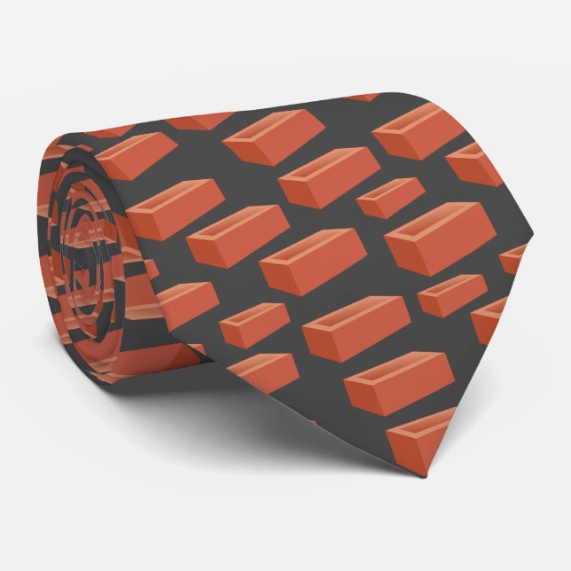 Cool Bricklayer Construction Worker Red Bricks Tie (Rolled)