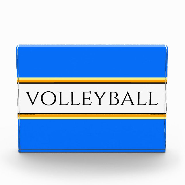 Cool Bright Blue Beach Stripes VOLLEYBALL Photo Block (Front)