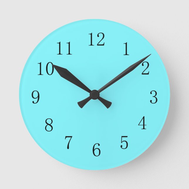 Cool Bright Electric Blue Color Kitchen Wall Clock (Front)