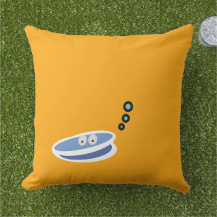 Cool Bright Golden Yellow Happy Clam Drawing Cushion