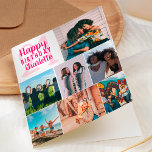Cool bright pink photos collage grid 21 birthday card<br><div class="desc">Cool modern white and bright pink photos collage grid 21 birthday ,  add 8 of your friends favourite photo with a modern and cool elegant script font typography. Add your message inside.</div>