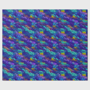 Cool Bright Purple Blue Cosmic Cloud Pattern Wrapping Paper