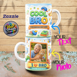 Cool Bro Custom Text & Photo Frame Yellow Ribbon Coffee Mug