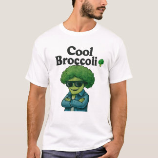 Cool Broccoli 🥦😎 Funny Cartoon Veggie T-Shirt