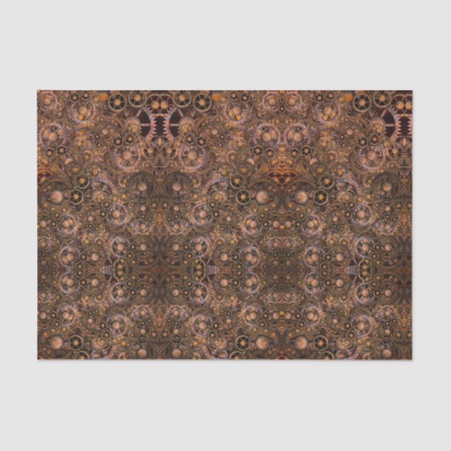 Cool Bronze Antique Gears Steampunk Tissue Paper (Front)