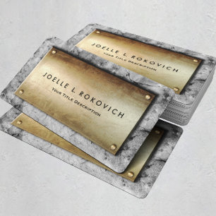 Cool Bronze Plaque Grey Concrete Generic Business Card