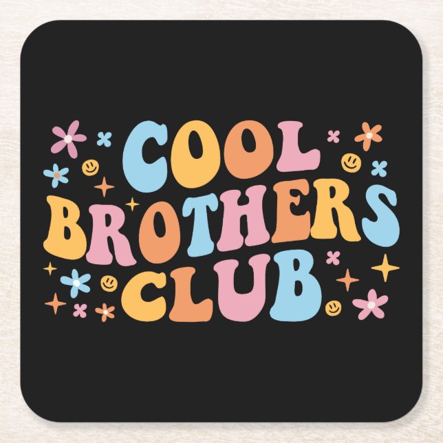Cool Brothers Club III Square Paper Coaster (Front)