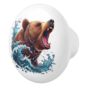 Cool brown bear Country lovers Ceramic Knob