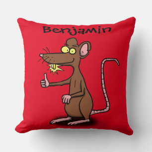 Cool brown cartoon rat pillow