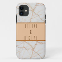 Cool Brown Marble Believe & Receive iPhone 11 Case