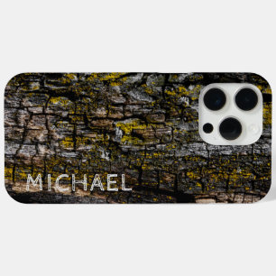 Cool Brown mossy wood bark Your custom name  iPhone 15 Pro Max Case