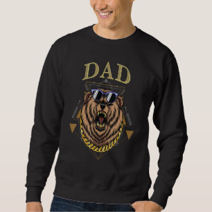 Cool Brown Papa Bear Fathers Day Bear Wearing Sung Sweatshirt