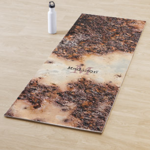Cool brown rusty metal texture Custom Monogram Yoga Mat