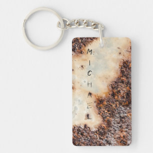 Cool brown rusty metal texture Custom name Key Ring