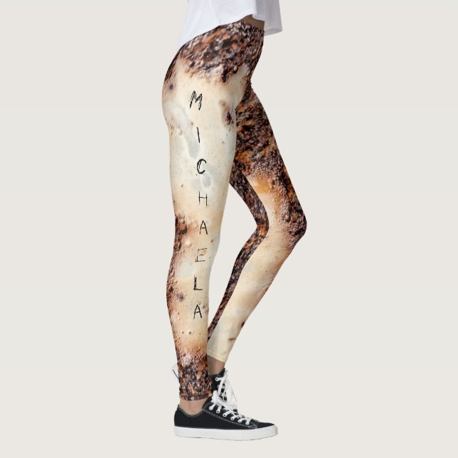 Cool brown rusty metal texture Custom name Leggings (Right)