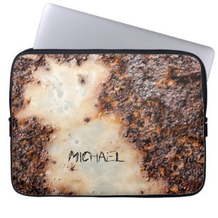 Cool brown rusty metal texture Your name Laptop Sleeve