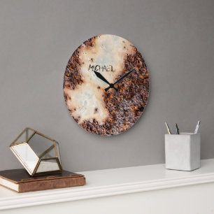 Cool brown rusty metal texture Your name Large Clock