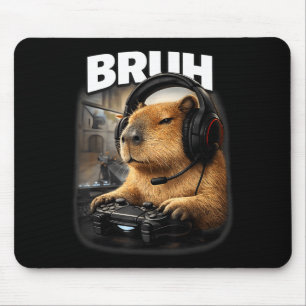 Cool bruh capybara gamer graphic funny video games mouse pad