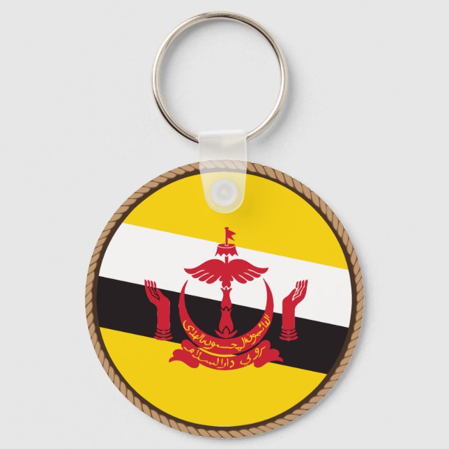Cool Brunei Flag Seal Key Ring (Front)