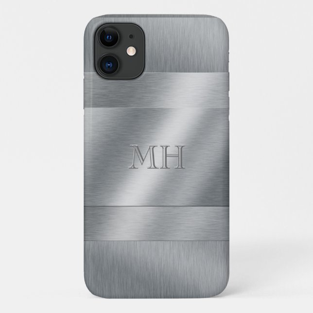 Cool Brushed Metal Look Monogram Case-Mate iPhone Case (Back)