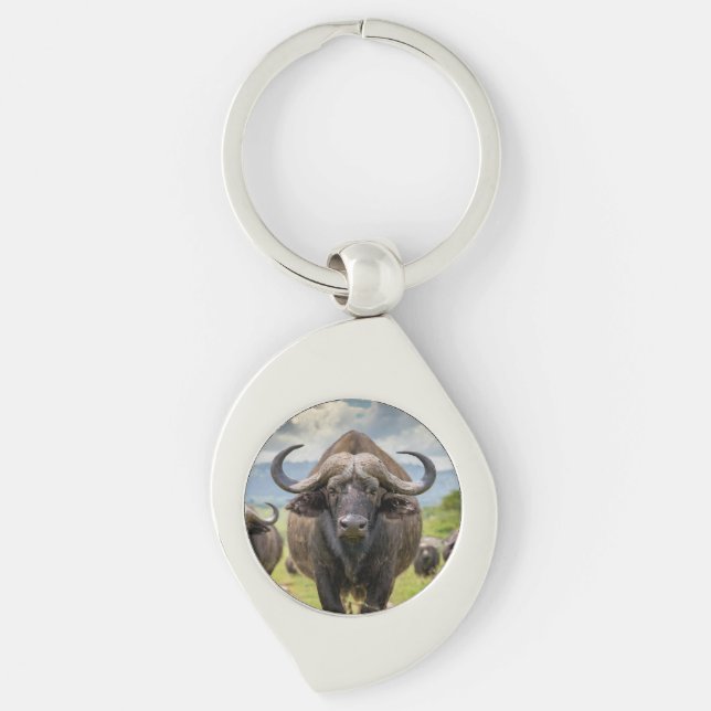Cool Buffalo Metal Keychain! Key Ring (Front)