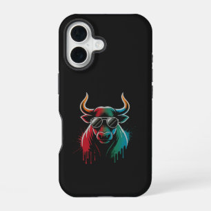 "Cool Bull Drip – Neon Street Art Vibe" iPhone 16 Case