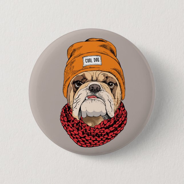 Cool Bulldog 6 Cm Round Badge (Front)