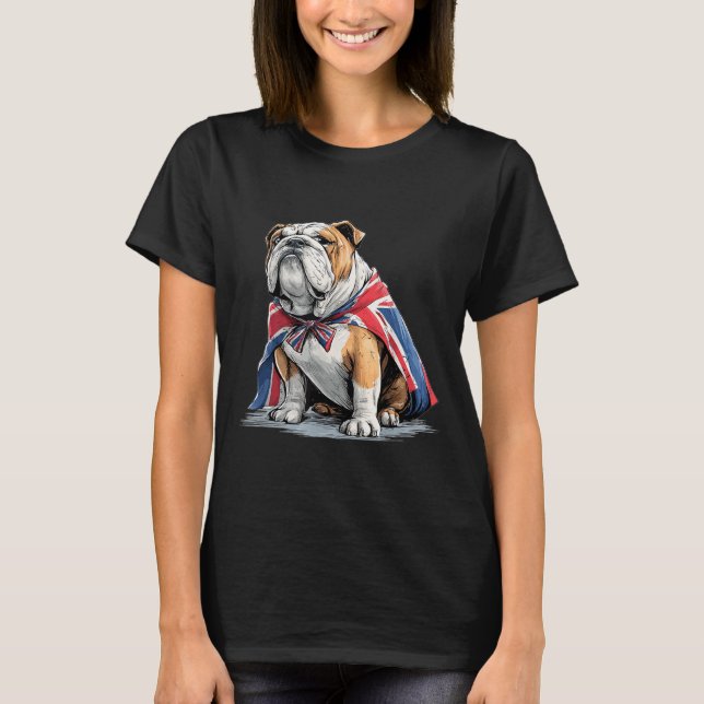 Cool Bulldog Costume In British Colours  T-Shirt (Front)