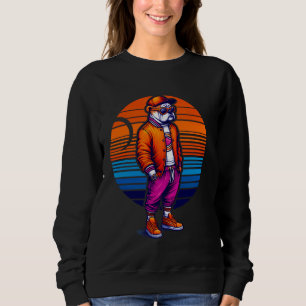 Cool Bulldog Dog Modern Urban Style Sunset Retro G Sweatshirt