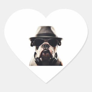 Cool Bulldog Heart Sticker