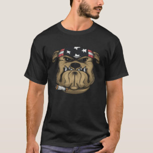 Cool Bulldog Sporting Flag with Style 4th of July T-Shirt