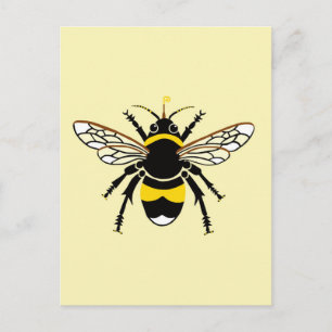 Cool Bumble  BEE- Insect - Wildlife - Yellow  Postcard
