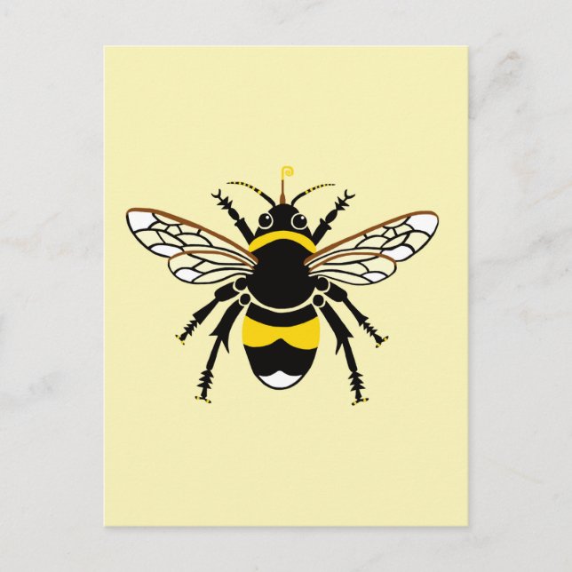 Cool Bumble  BEE- Insect - Wildlife - Yellow  Postcard (Front)