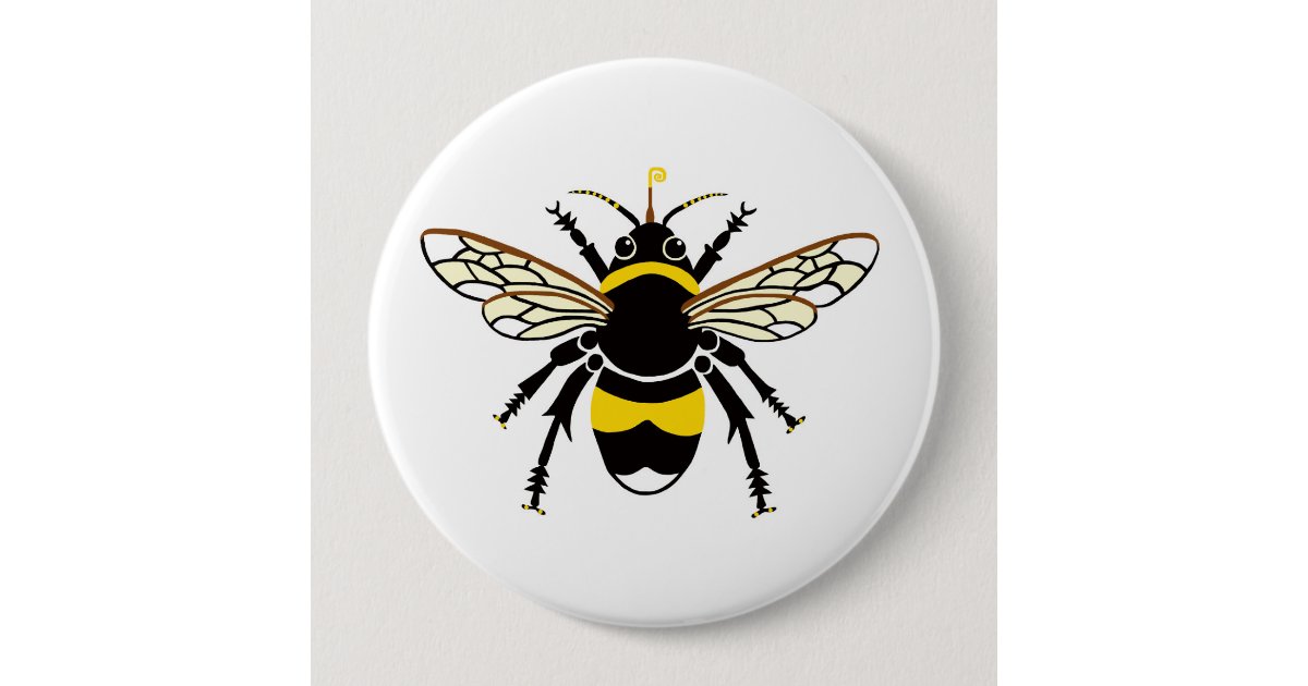 Cool BUMBLE BEE -Insect - yellow & black 10 Cm Round Badge | Zazzle
