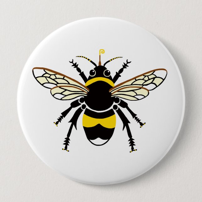 Cool BUMBLE BEE -Insect - yellow & black 10 Cm Round Badge (Front)