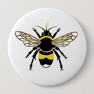 Cool BUMBLE BEE -Insect - yellow & black 10 Cm Round Badge