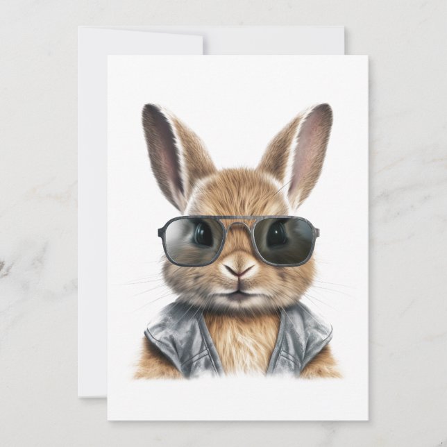 Cool Bunny Blank Greeting Card (Front)