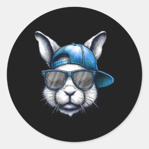Cool Bunny Face Happy Easter Shirts For Boys Men K Classic Round Sticker